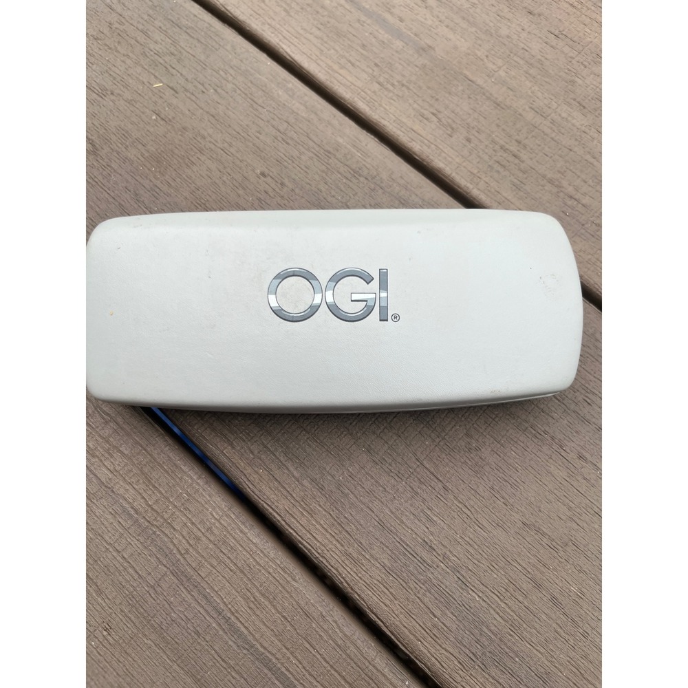 OGI Eyewear Hard Shell Glasses Case Gray with Yellow Interior Clamshell Logo